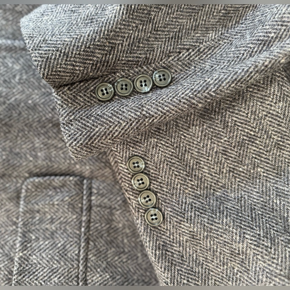 Towncraft Gray Blue Herringbone Tweed Blazer Wool 40S Classic - Picture 7 of 11